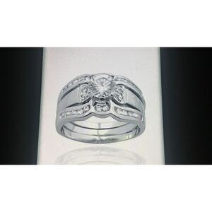 Gorgeous 2 Ct. Bridal Ring & Ring Guard Set Sz 8~Platinum over .925 Sterling